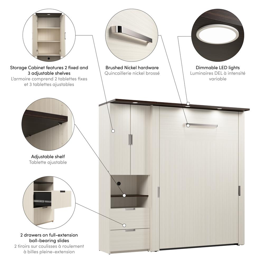 Lumina Full Murphy Bed with Storage Cabinet (84W). Picture 10