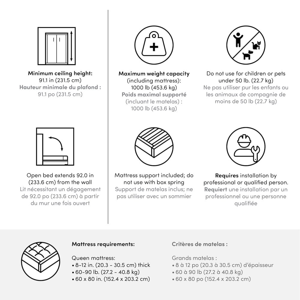 Bestar Pur Queen Murphy Bed and Shelving Unit with Drawers (90W) in rustic brown. Picture 8