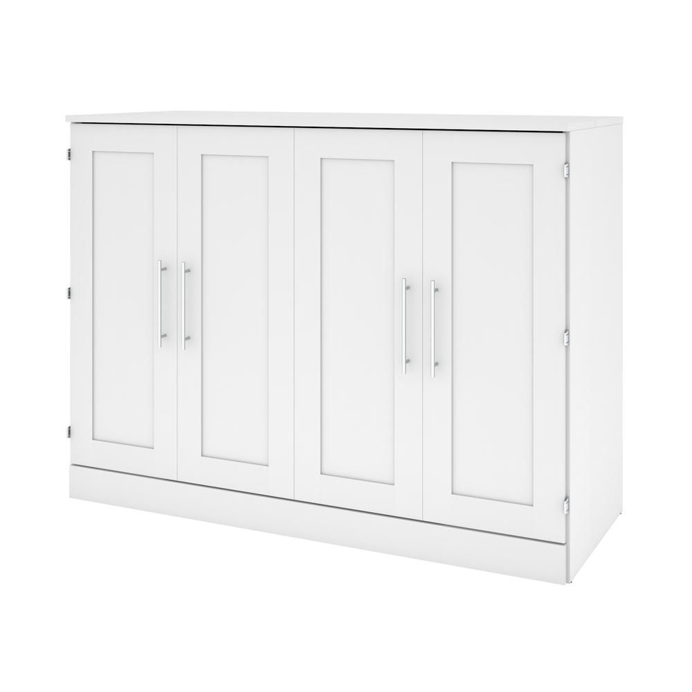 Full Cabinet Bed with Mattress in White. Picture 1