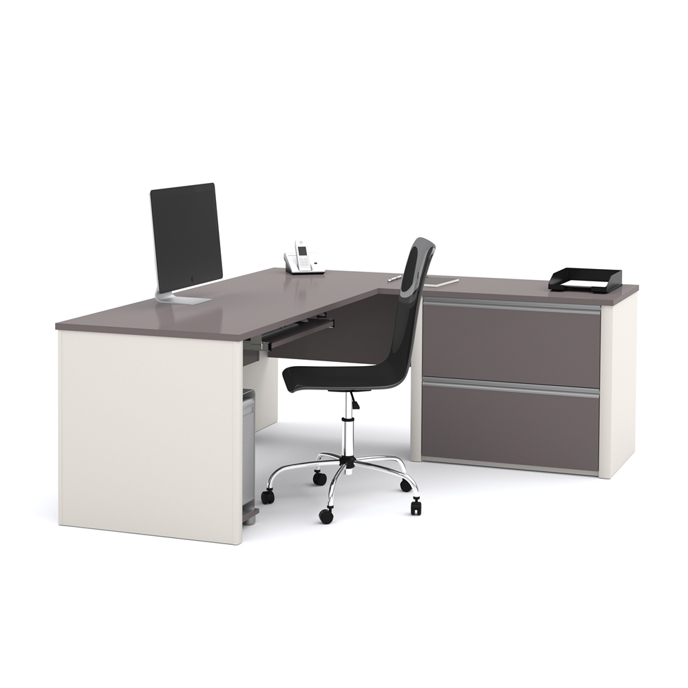 72W L-Shaped Desk with Lateral File Cabinet. Picture 2