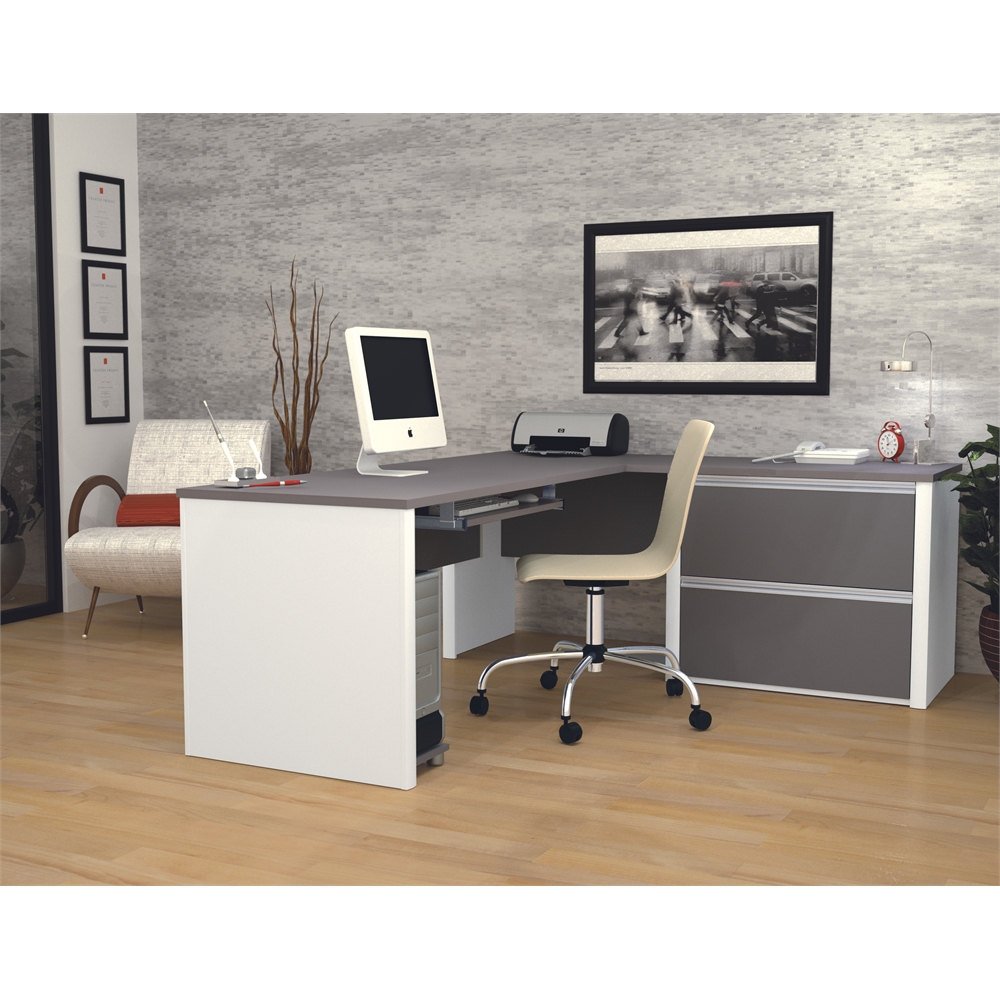72W L-Shaped Desk with Lateral File Cabinet. Picture 4