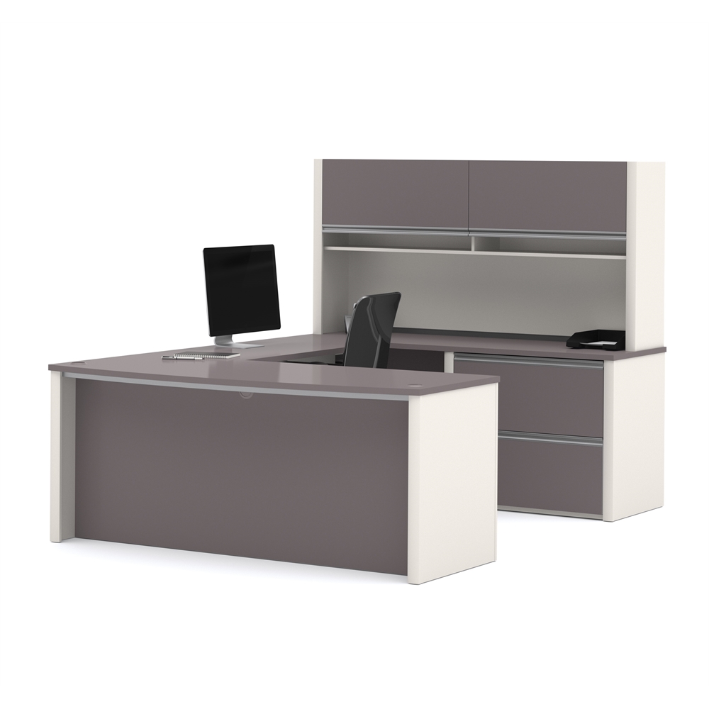 72W U-Shaped Executive Desk with Lateral File Cabinet and Hutch. Picture 1