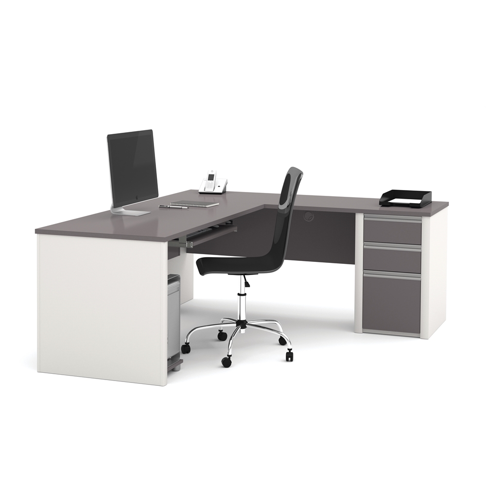 72W L-Shaped Desk with Pedestal. Picture 1