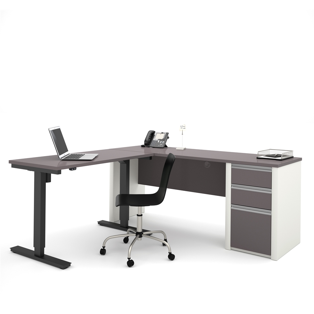 72W L-Shaped Standing Desk with Pedestal. Picture 2
