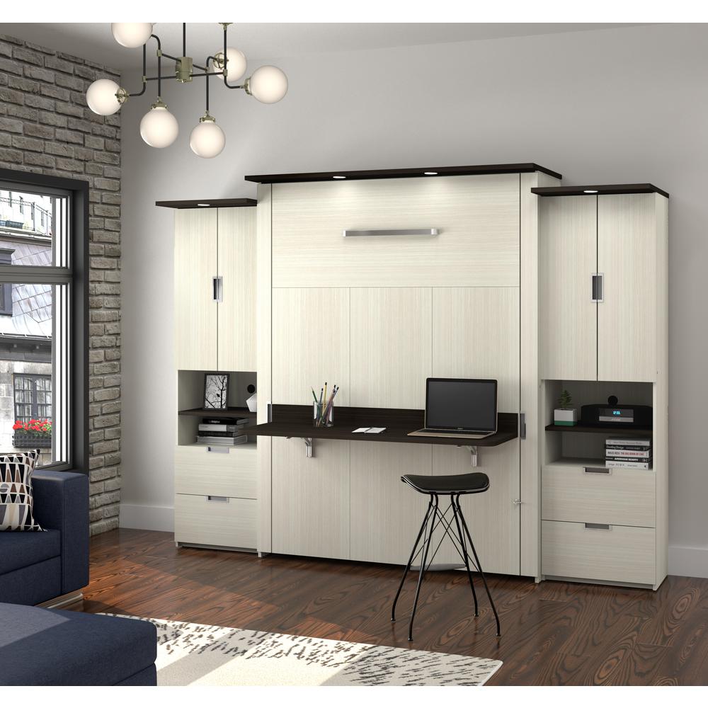 Lumina Queen Murphy Bed with Desk and 2 Storage Cabinets (114W). Picture 7