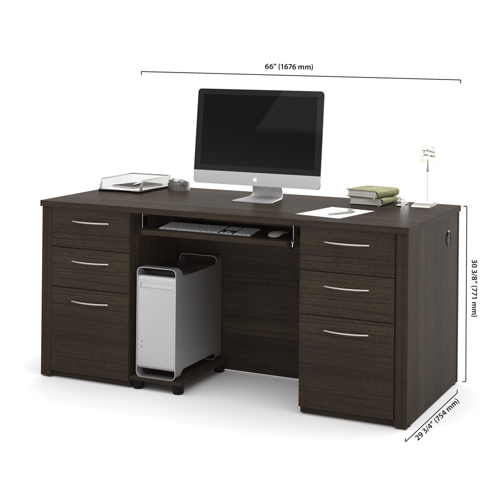 66W Executive Desk with Two Pedestals. Picture 4