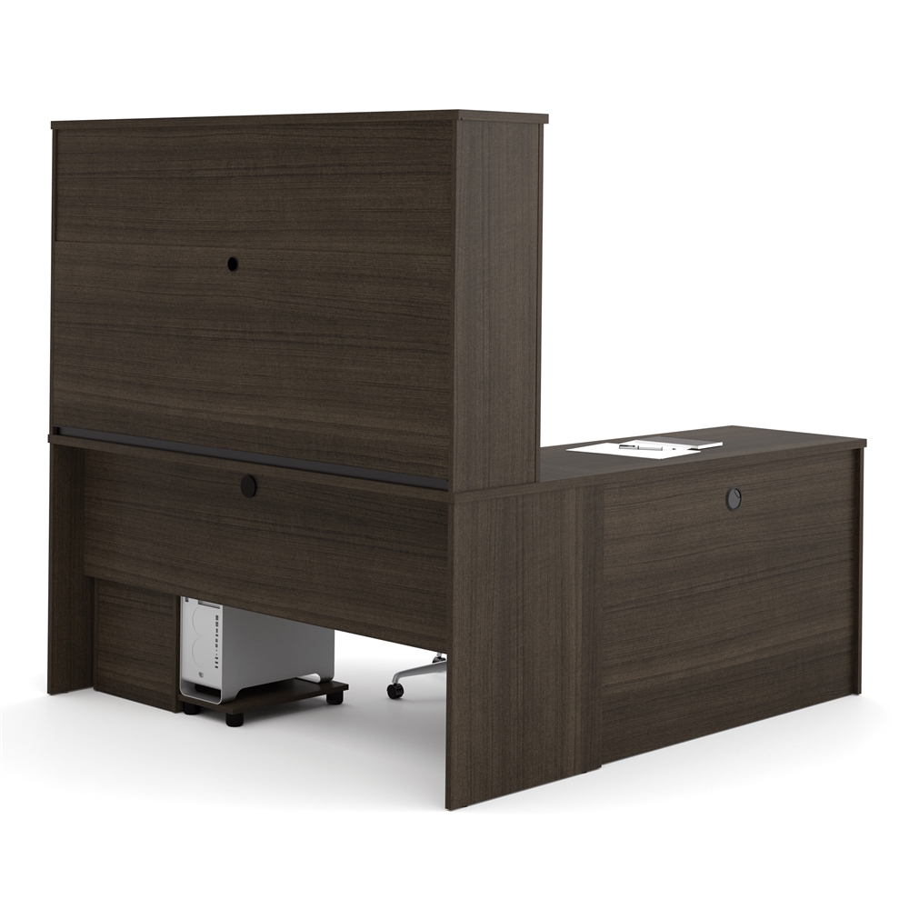 L-Shaped Desk with Two Pedestals and Hutch. Picture 2