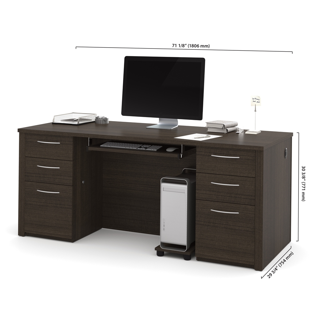 72W Executive Desk with Two Pedestals. Picture 3