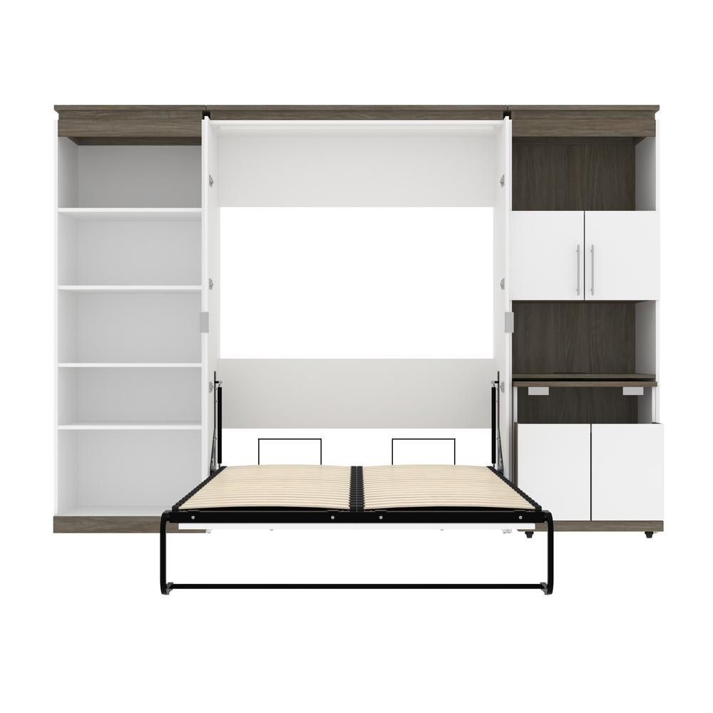 Full Murphy Bed with Shelves and Storage Cabinet with Fold-Out Desk (120W). Picture 9