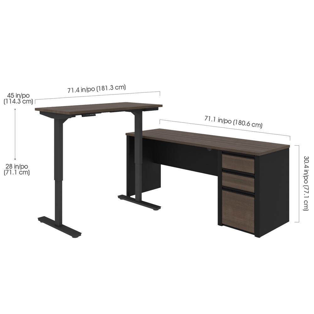 72W L-Shaped Standing Desk with Pedestal. Picture 8
