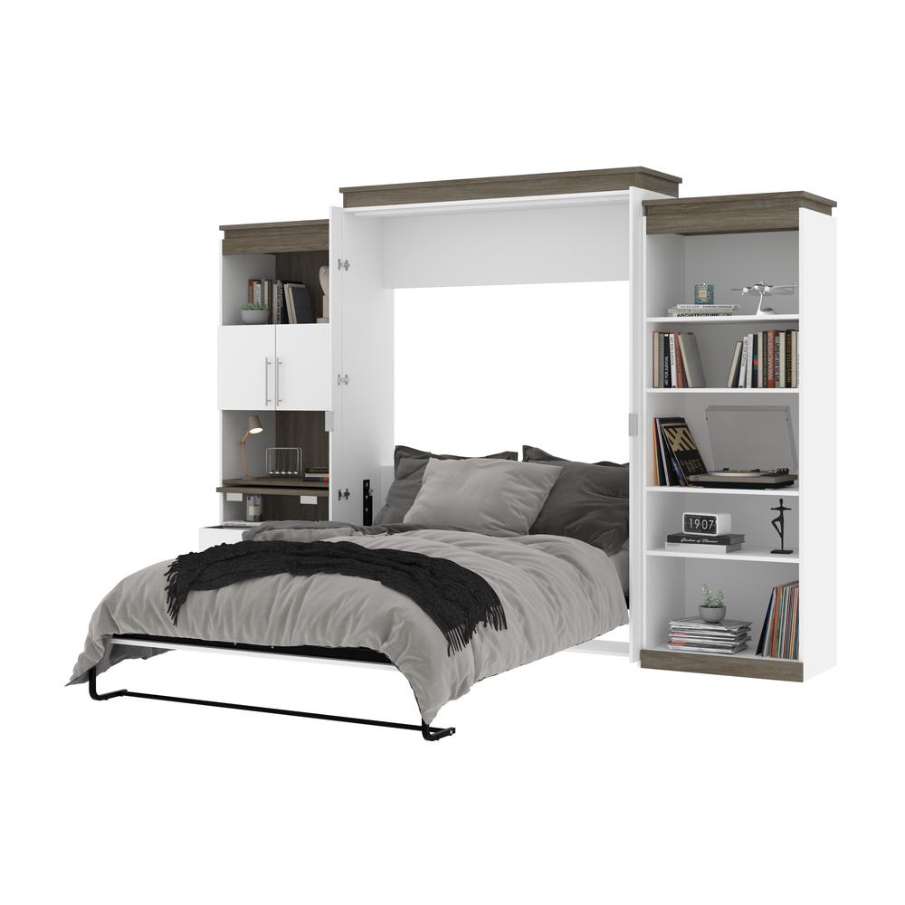 Queen Murphy Bed with Shelves and Storage Cabinet with Fold-Out Desk (126W). Picture 8