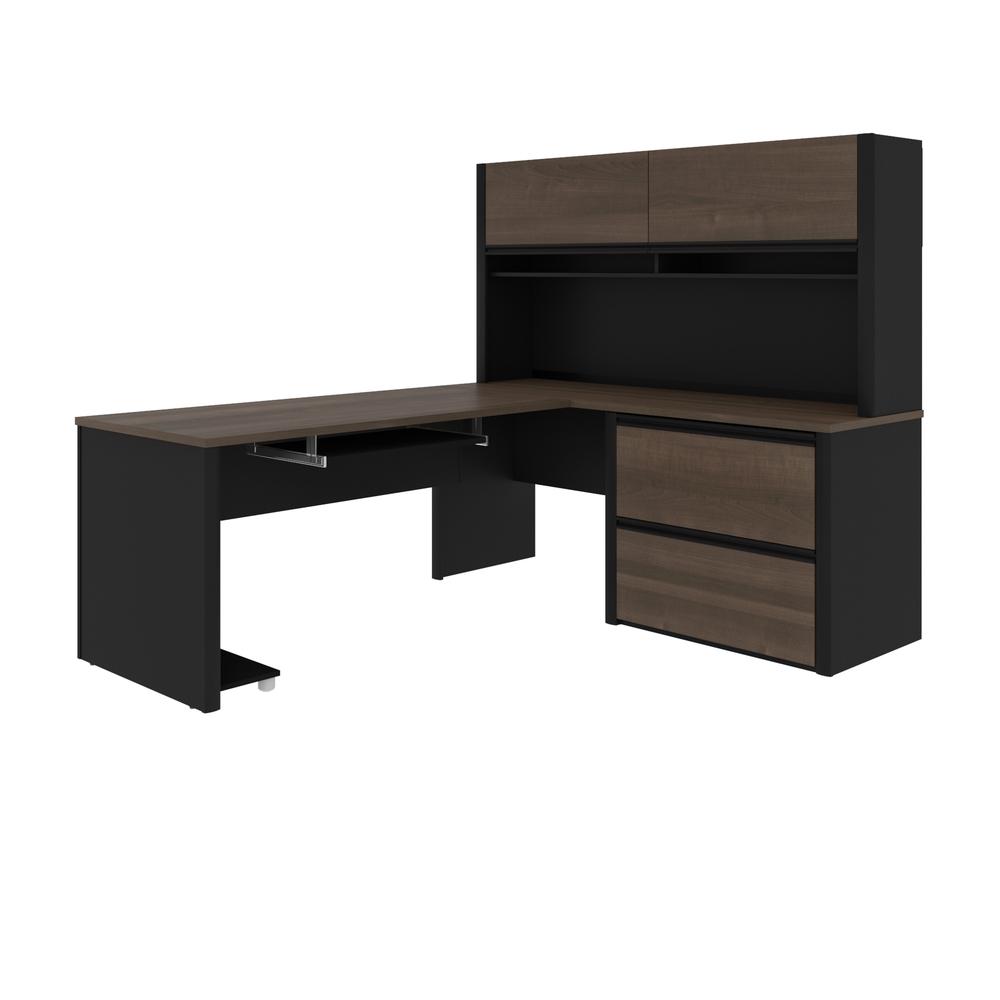 72W L-Shaped Desk with Hutch and Lateral File Cabinet. Picture 2