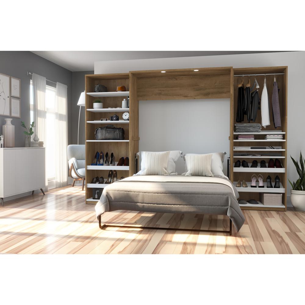 Full Murphy Bed with 2 Closet Organizers (119W) in rustic brown &amp; white. Picture 3
