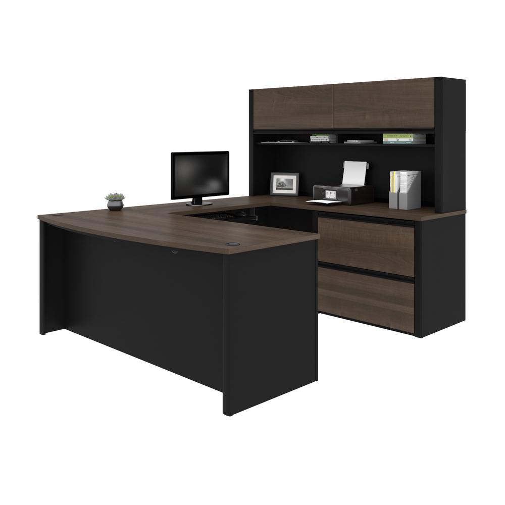 72W U-Shaped Executive Desk with Lateral File Cabinet and Hutch. Picture 1
