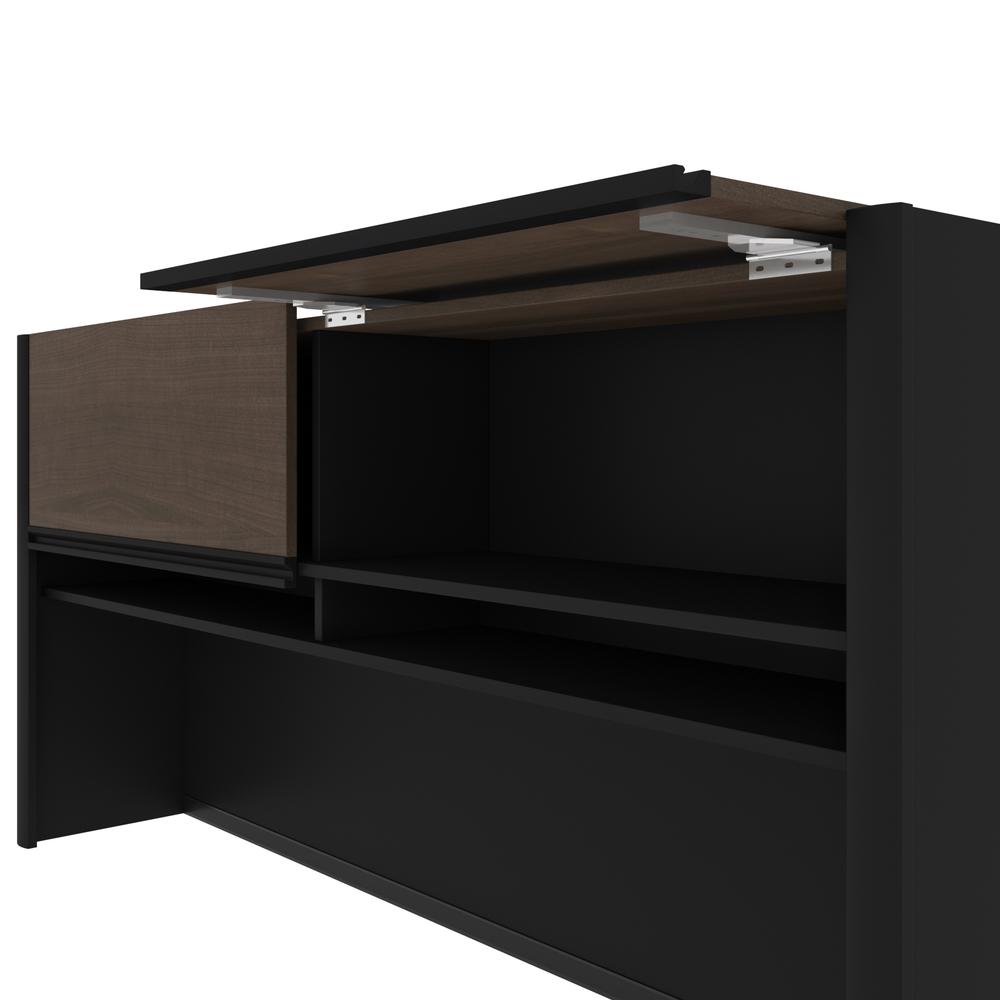 72W L-Shaped Standing Desk with Pedestal and Hutch. Picture 10