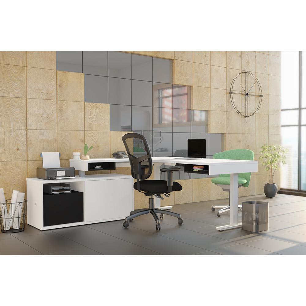 81W L-Shaped Standing Desk with Credenza. Picture 3
