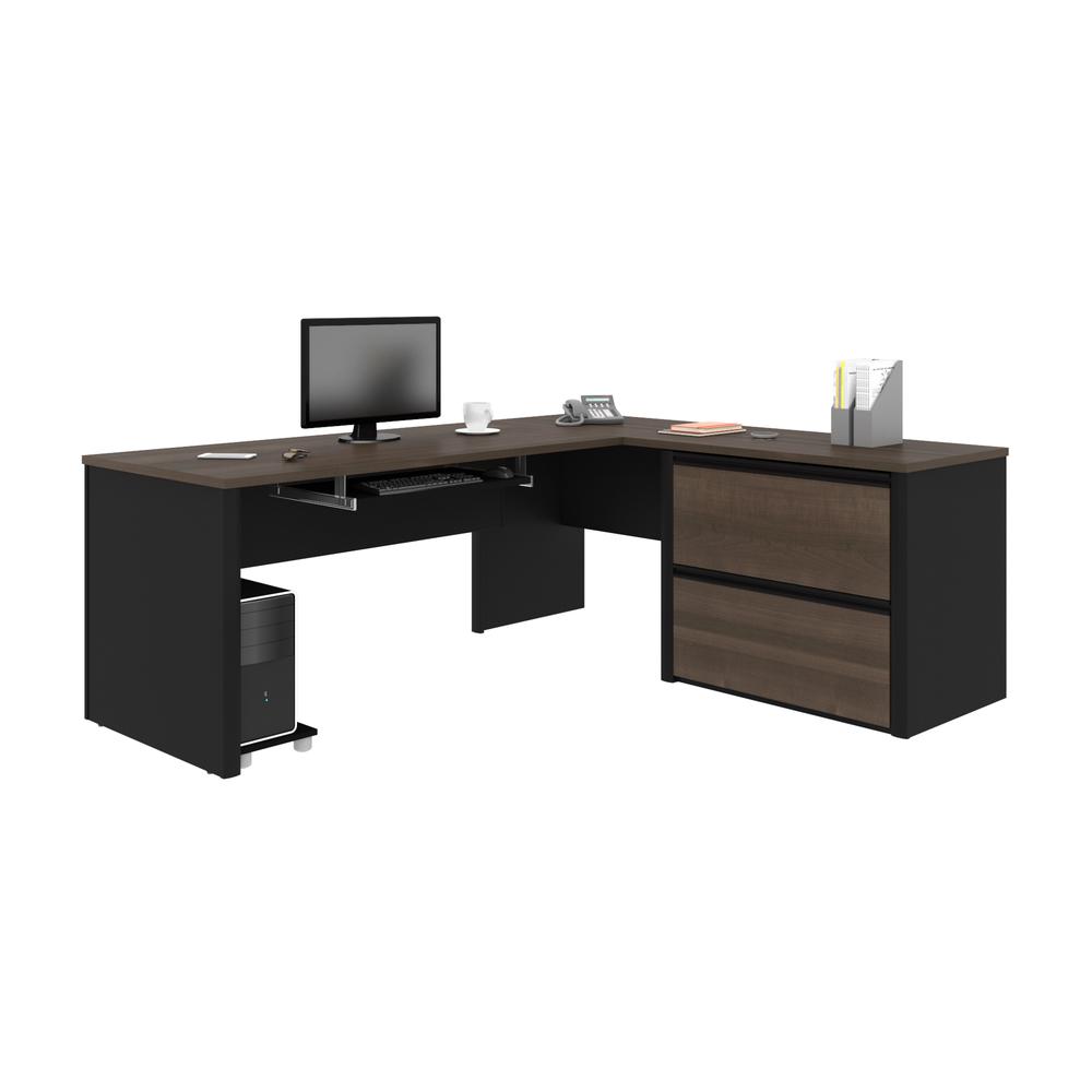 72W L-Shaped Desk with Lateral File Cabinet. Picture 1