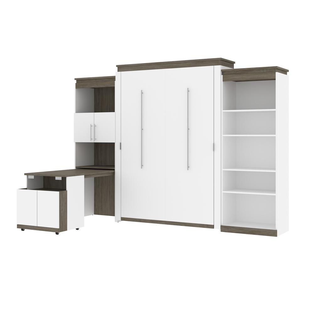 Queen Murphy Bed with Shelves and Storage Cabinet with Fold-Out Desk (126W). Picture 1