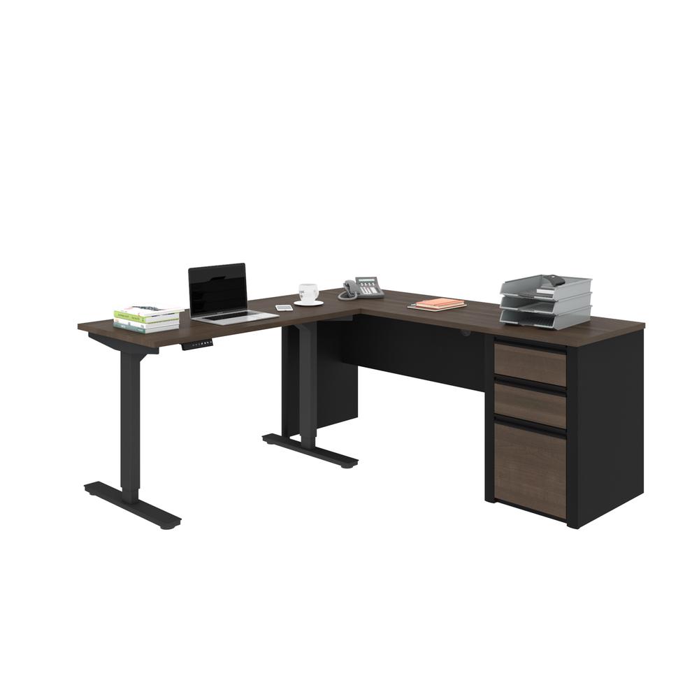 72W L-Shaped Standing Desk with Pedestal. Picture 1