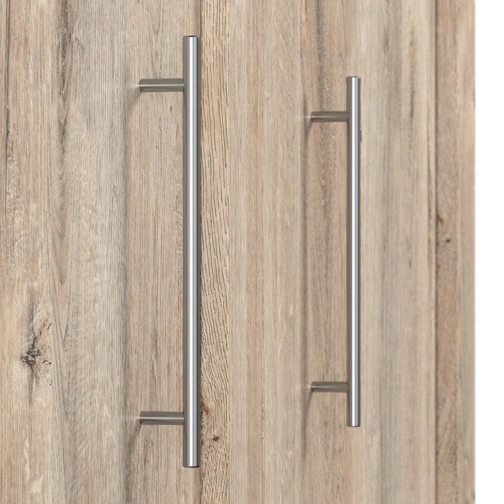 Bestar Pur Queen Murphy Bed and Shelving Unit with Drawers (90W) in rustic brown. Picture 9