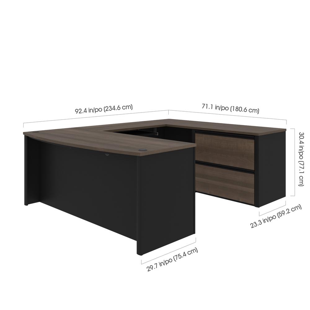 72W U-Shaped Executive Desk with Lateral File Cabinet. Picture 8