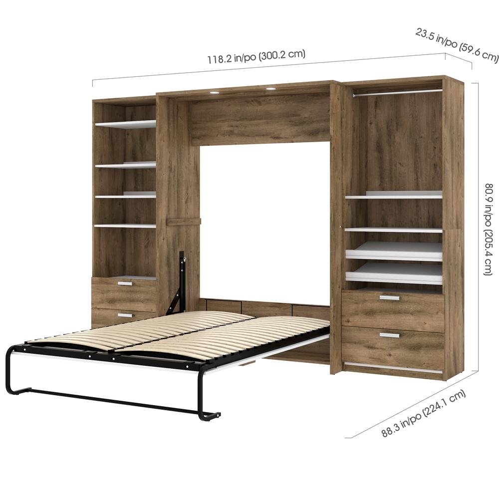 Full Murphy Bed with 2 Closet Organizers with Drawers (119W). Picture 6