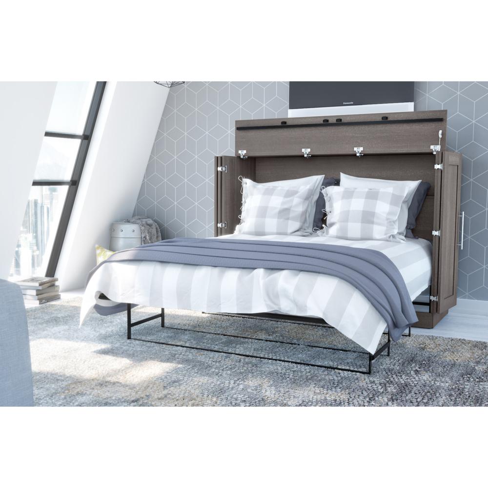 Full Cabinet Bed with Mattress in Bark Gray. Picture 3