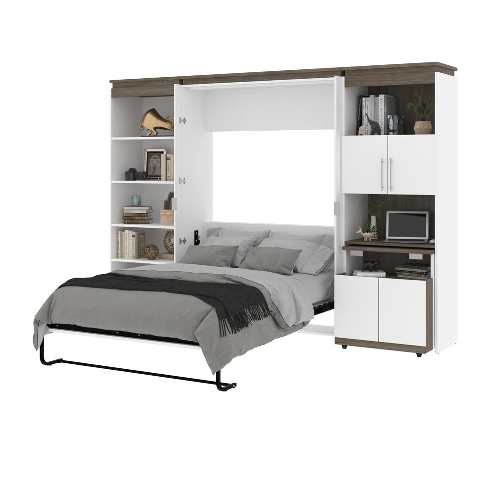 Full Murphy Bed with Shelves and Storage Cabinet with Fold-Out Desk (120W). Picture 8