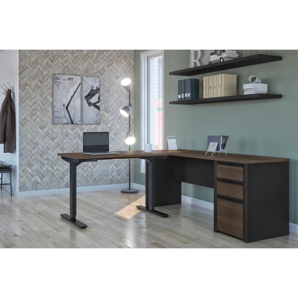 72W L-Shaped Standing Desk with Pedestal. Picture 5