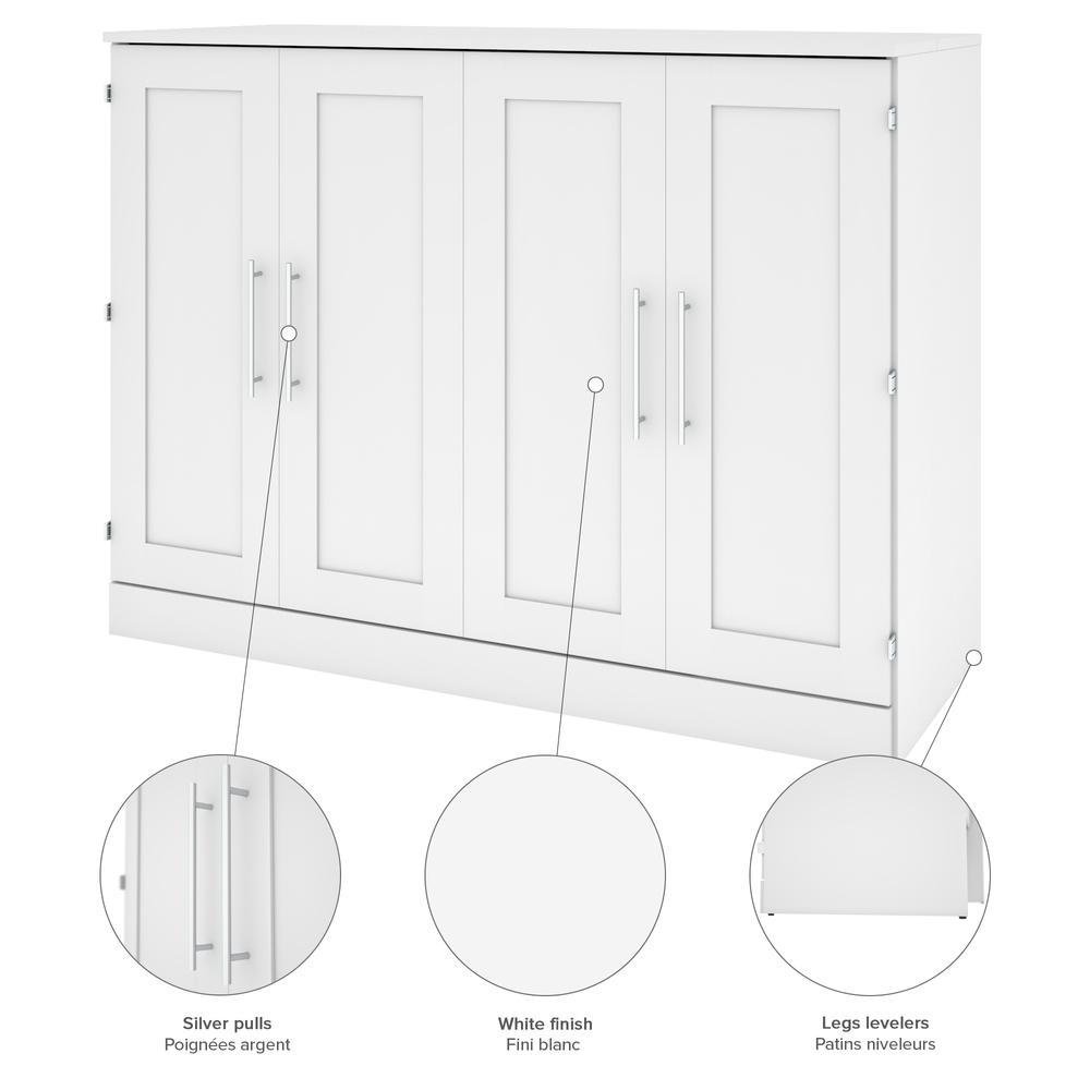 Full Cabinet Bed with Mattress in White. Picture 9