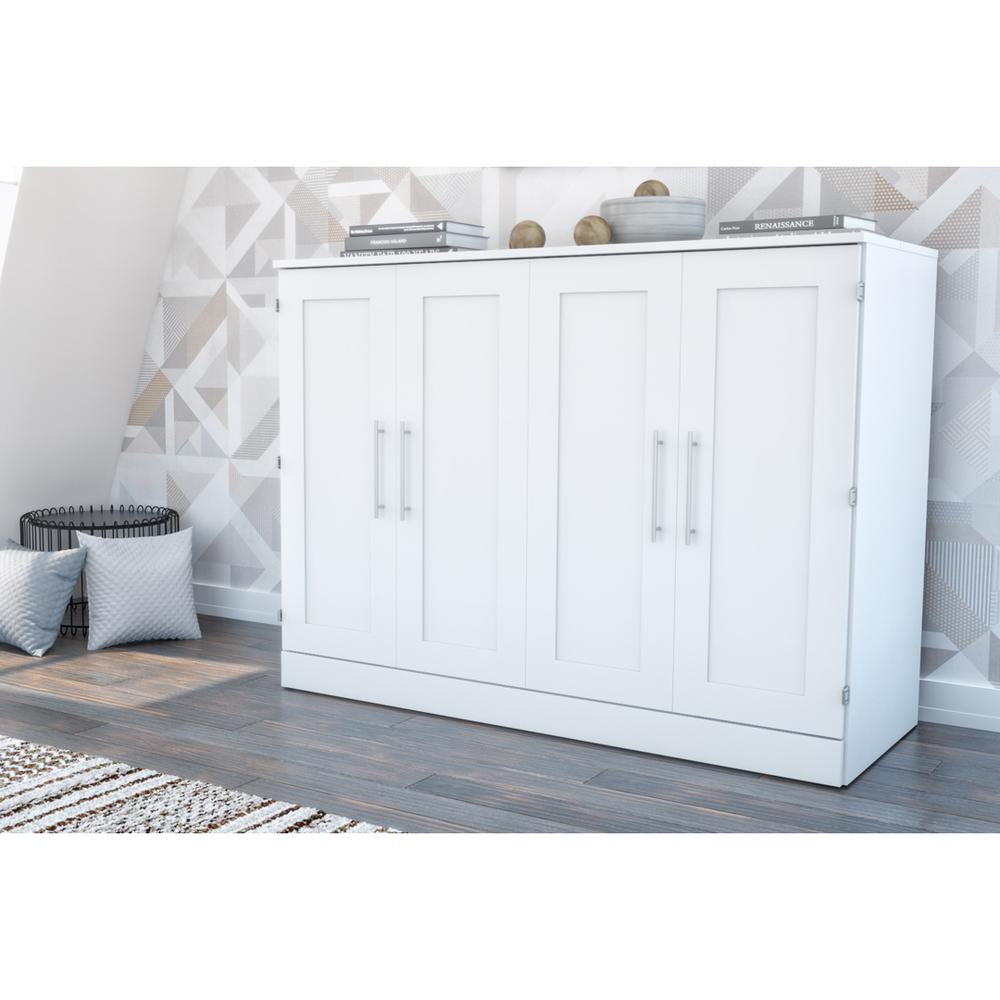 Full Cabinet Bed with Mattress in White. Picture 2