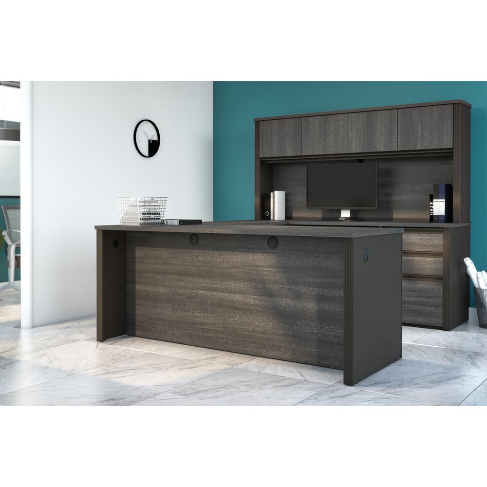 72W U-Shaped Executive Desk with 2 Pedestals and Hutch. Picture 4
