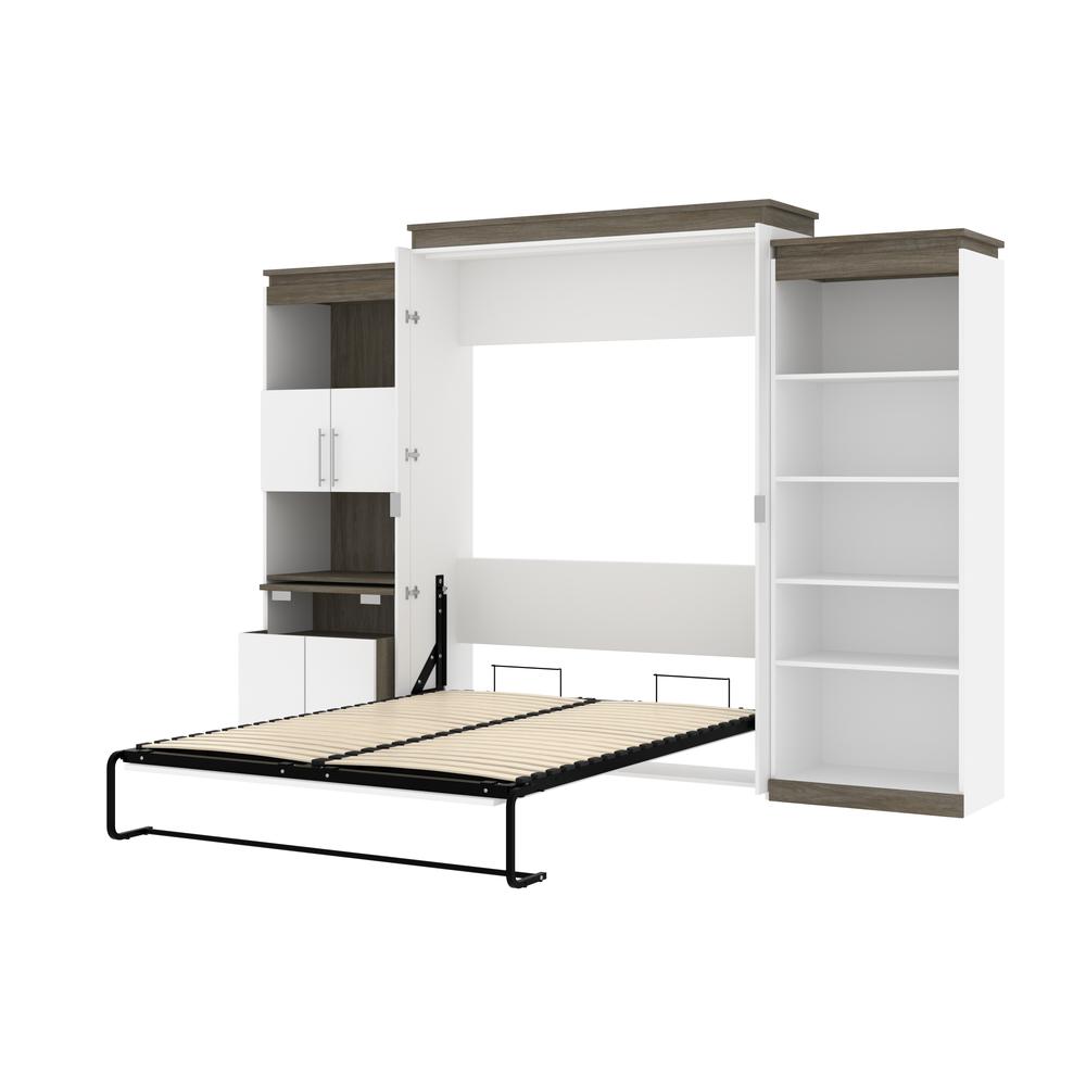 Queen Murphy Bed with Shelves and Storage Cabinet with Fold-Out Desk (126W). Picture 7