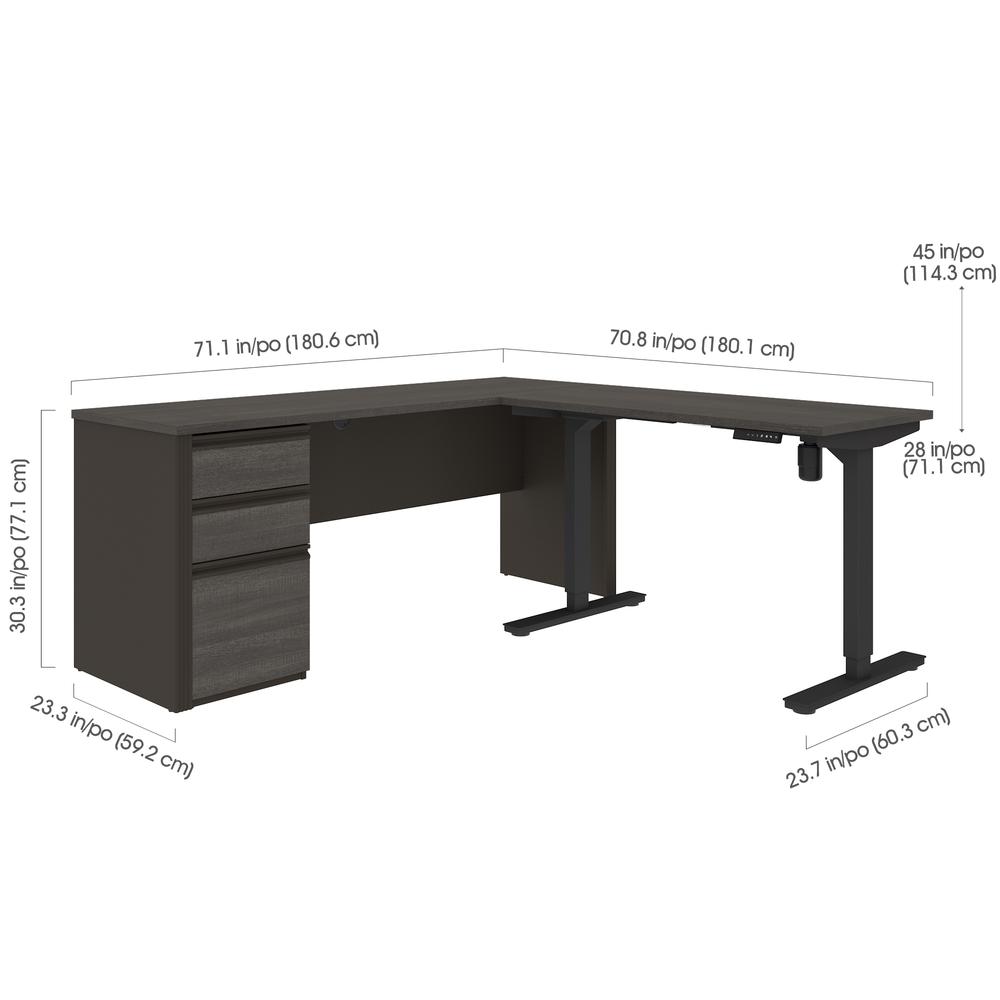 72W L-Shaped Standing Desk with Pedestal. Picture 7