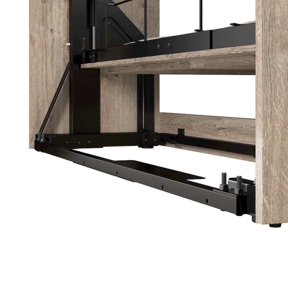 Bestar Pur Queen Murphy Bed and Shelving Unit with Drawers (90W) in rustic brown. Picture 10