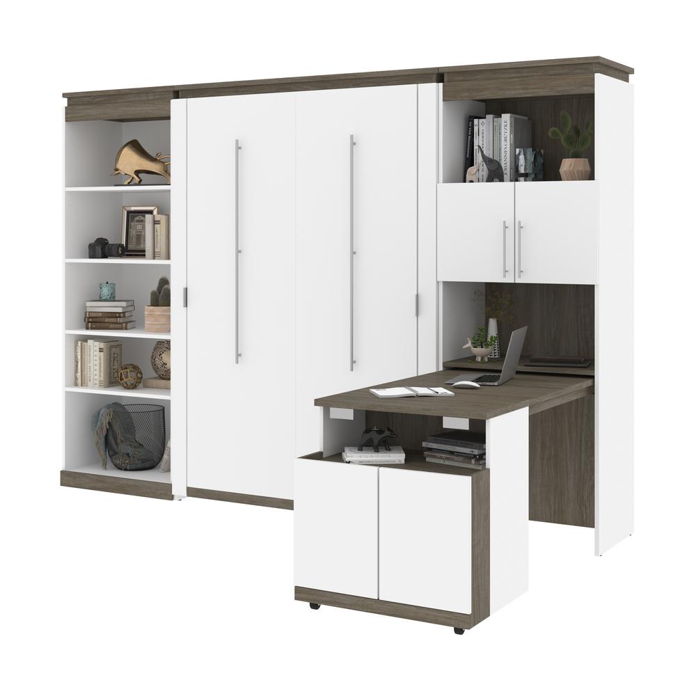 Full Murphy Bed with Shelves and Storage Cabinet with Fold-Out Desk (120W). Picture 2