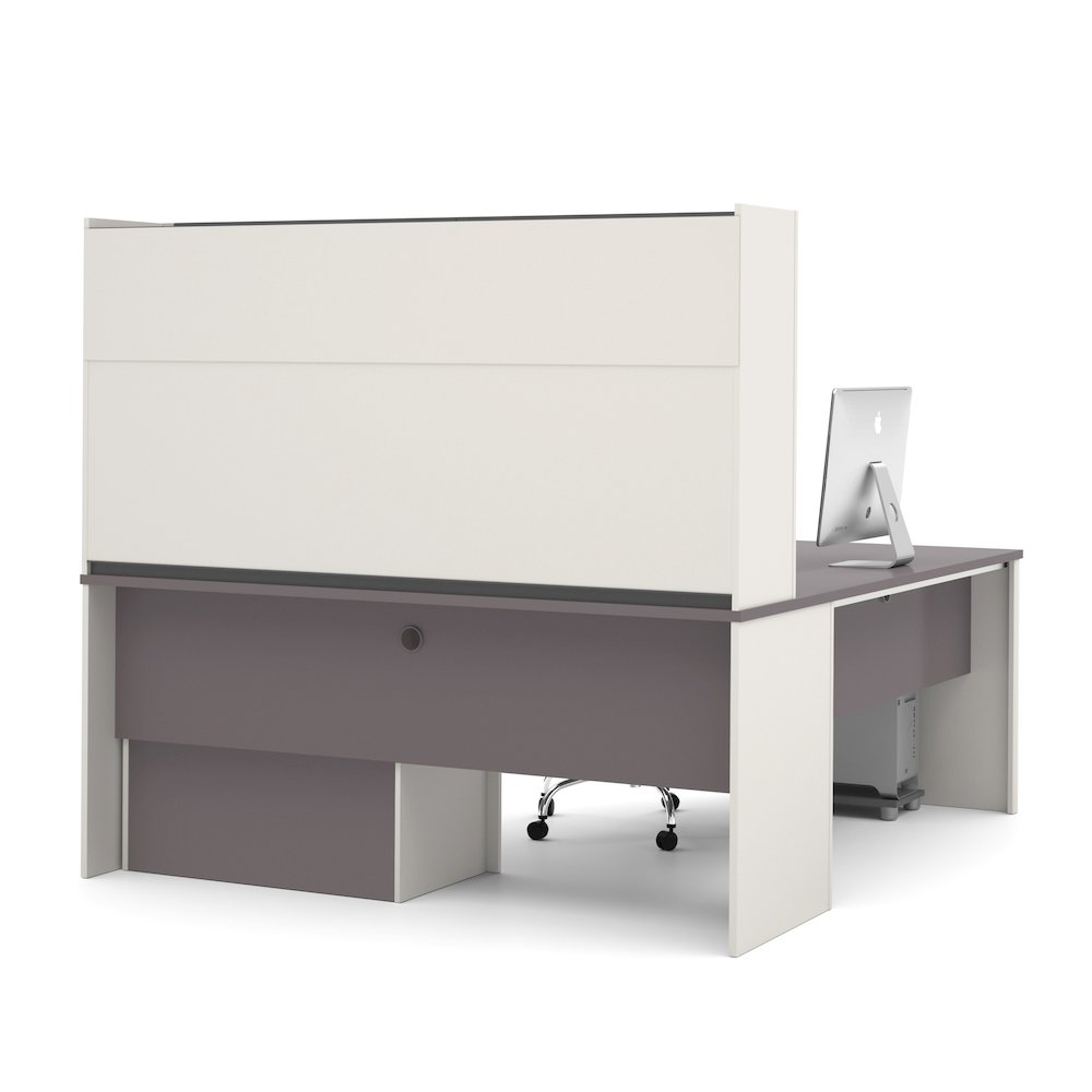 72W L-Shaped Desk with Hutch and Lateral File Cabinet. Picture 2