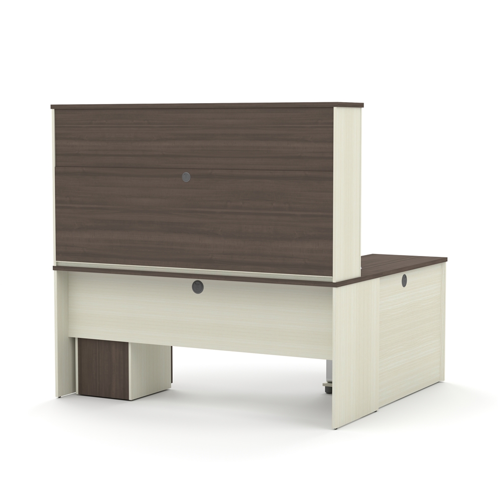 Modern L-Shaped Office Desk with Two Pedestals and Hutch. Picture 4