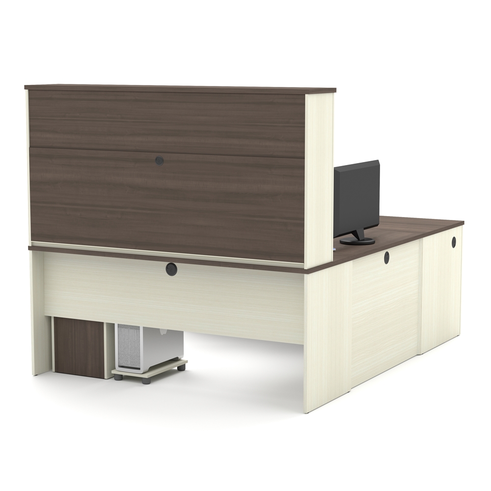 72W U-Shaped Executive Desk with 2 Pedestals and Hutch. Picture 5