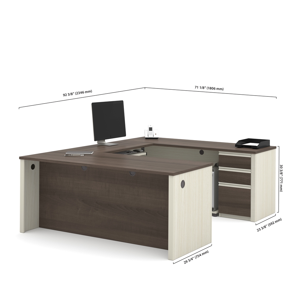 72W U-Shaped Executive Desk with Pedestal. Picture 3