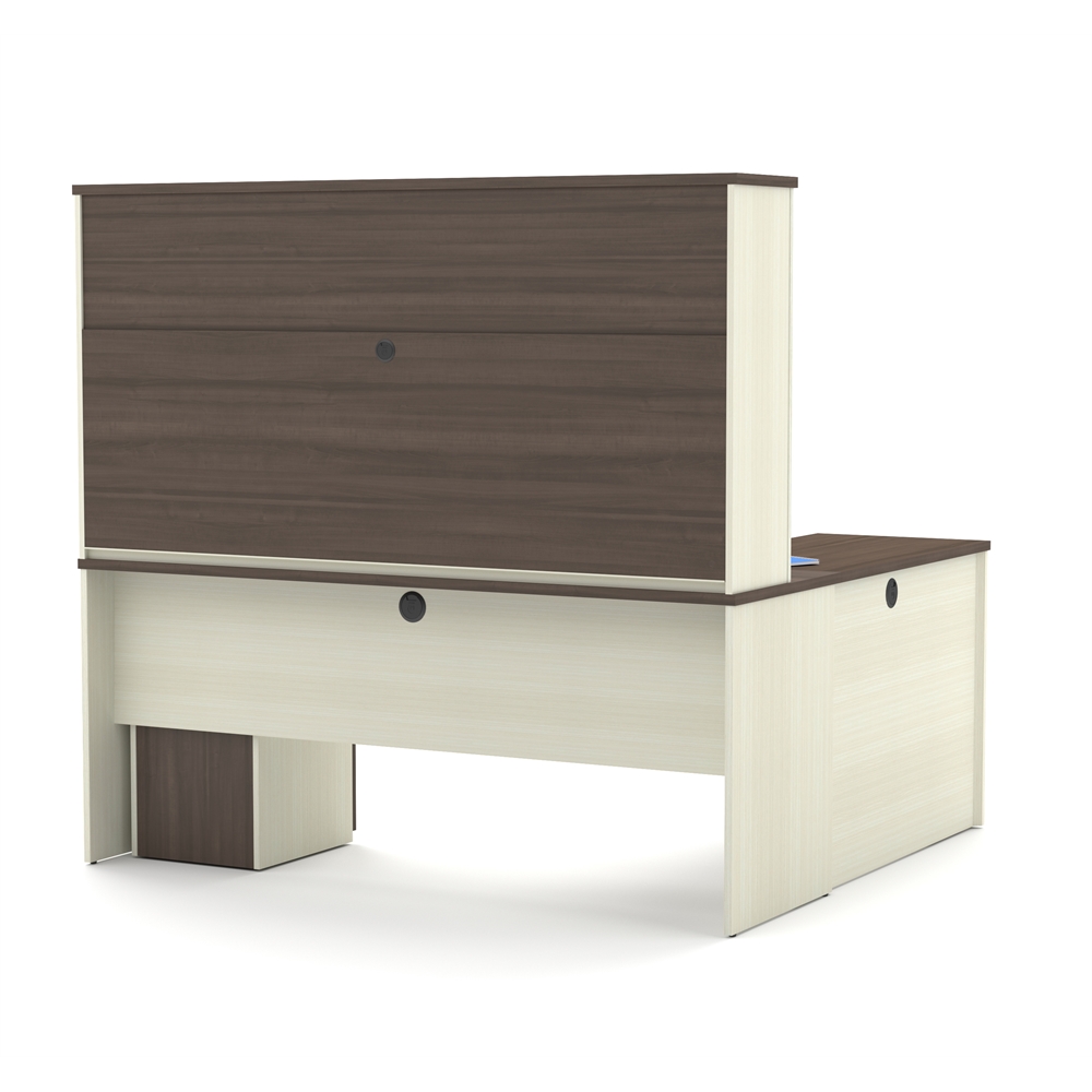 72W L-Shaped Desk with Pedestal and Hutch. Picture 4