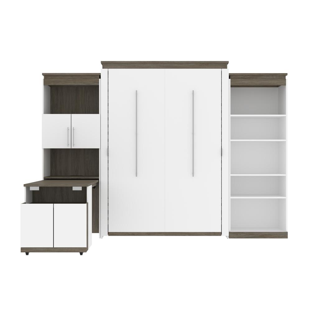 Queen Murphy Bed with Shelves and Storage Cabinet with Fold-Out Desk (126W). Picture 3