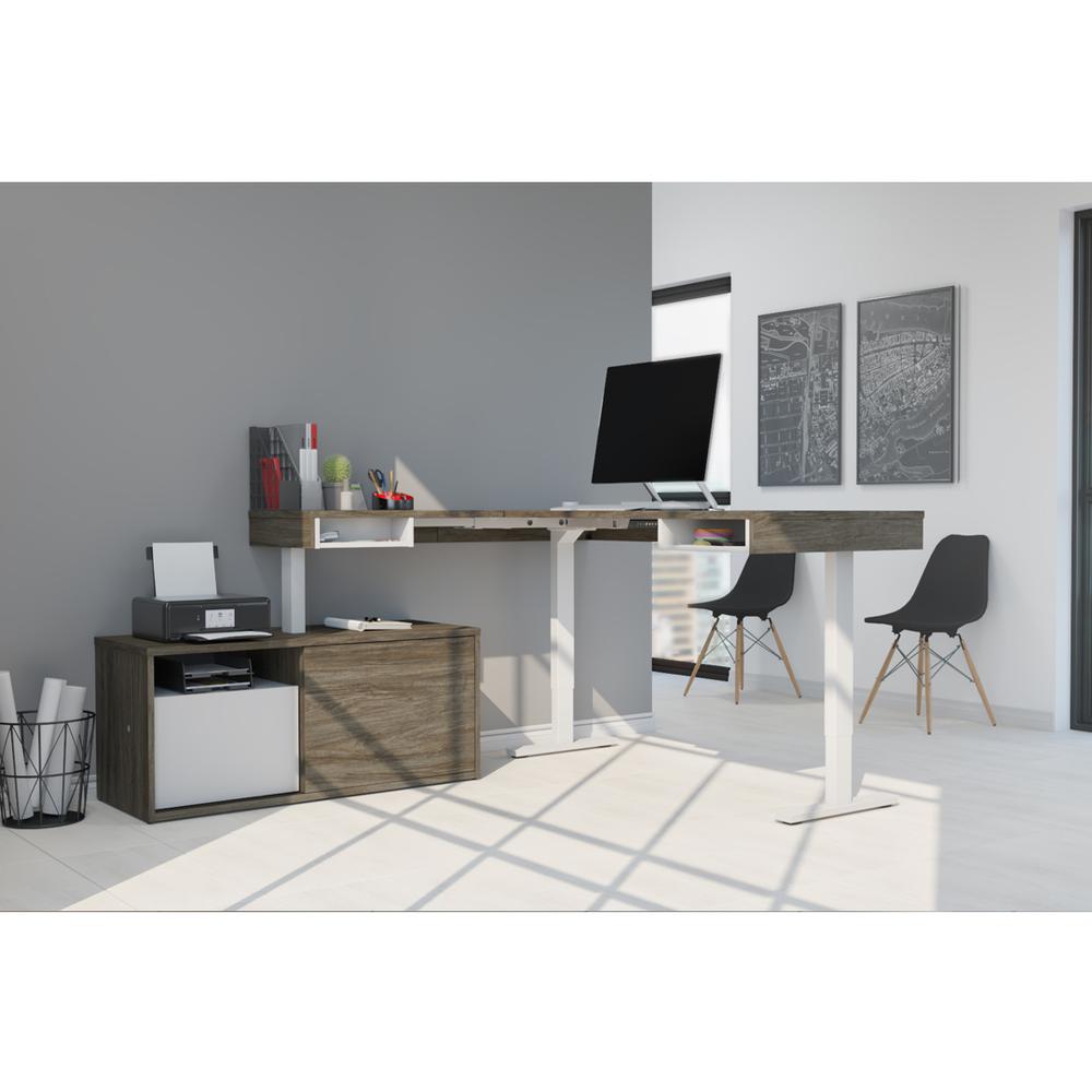 81W L-Shaped Standing Desk with Credenza. Picture 2