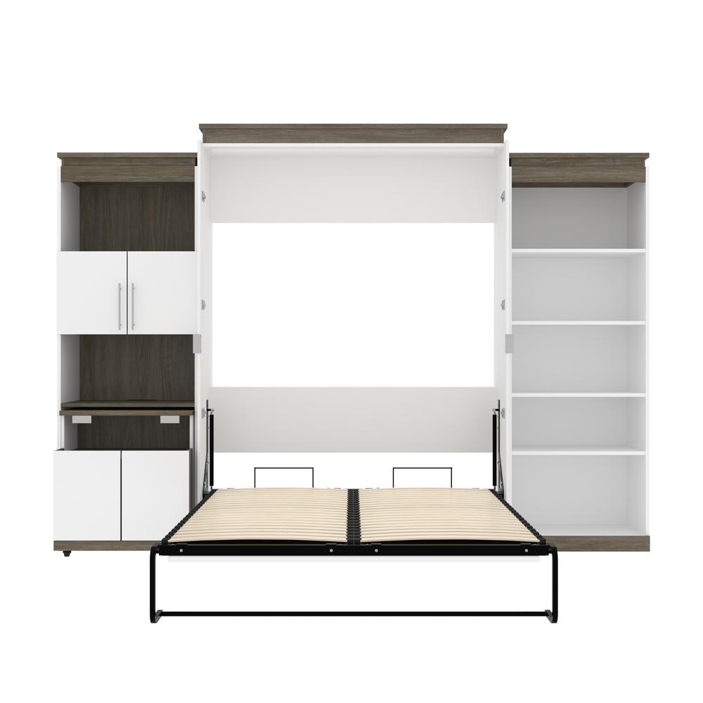 Queen Murphy Bed with Shelves and Storage Cabinet with Fold-Out Desk (126W). Picture 9