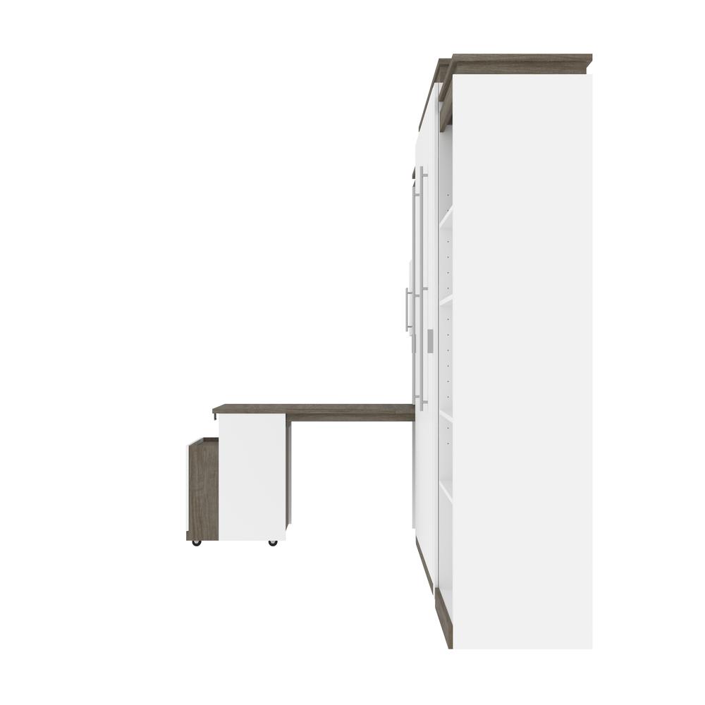 Queen Murphy Bed with Shelves and Storage Cabinet with Fold-Out Desk (126W). Picture 4
