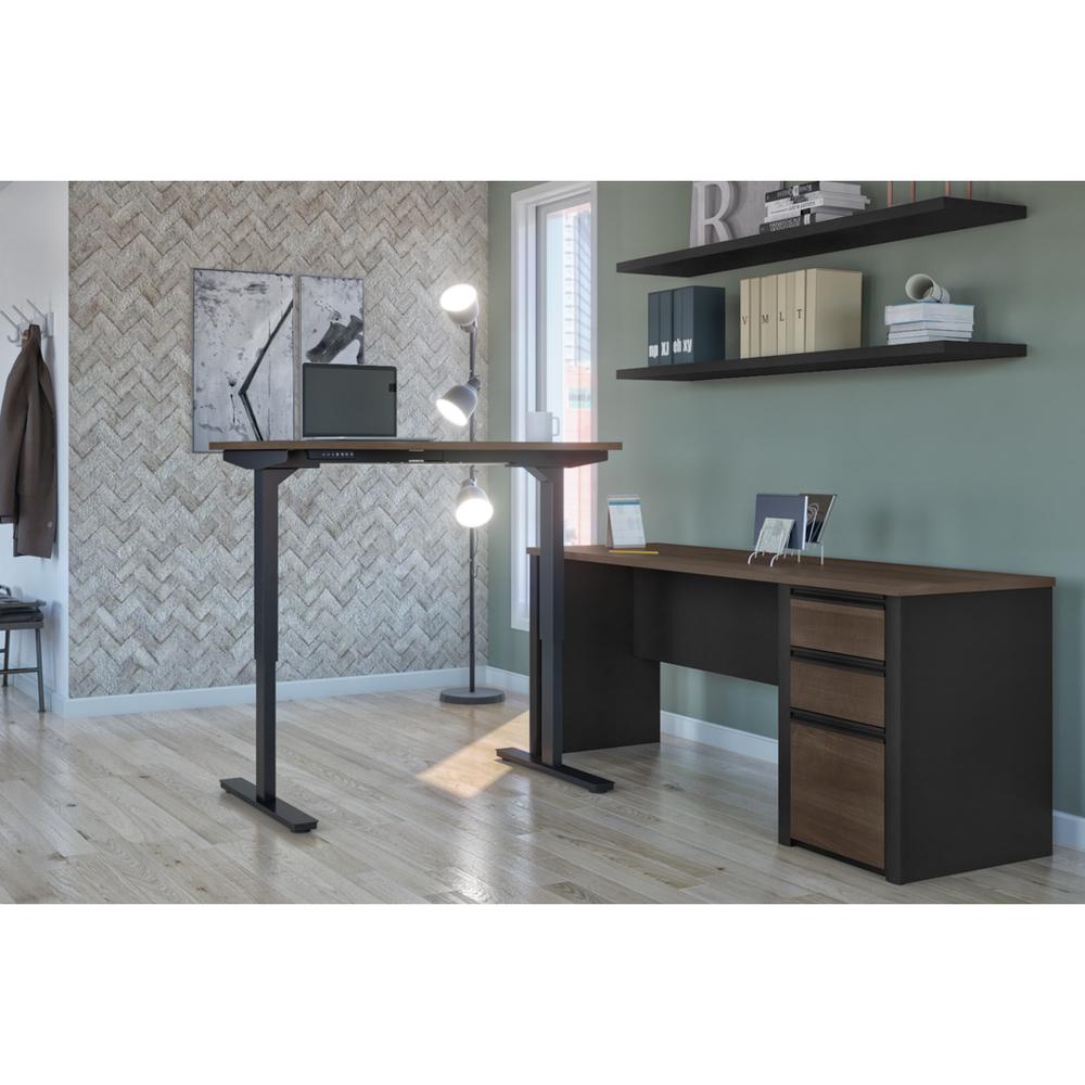 72W L-Shaped Standing Desk with Pedestal. Picture 4