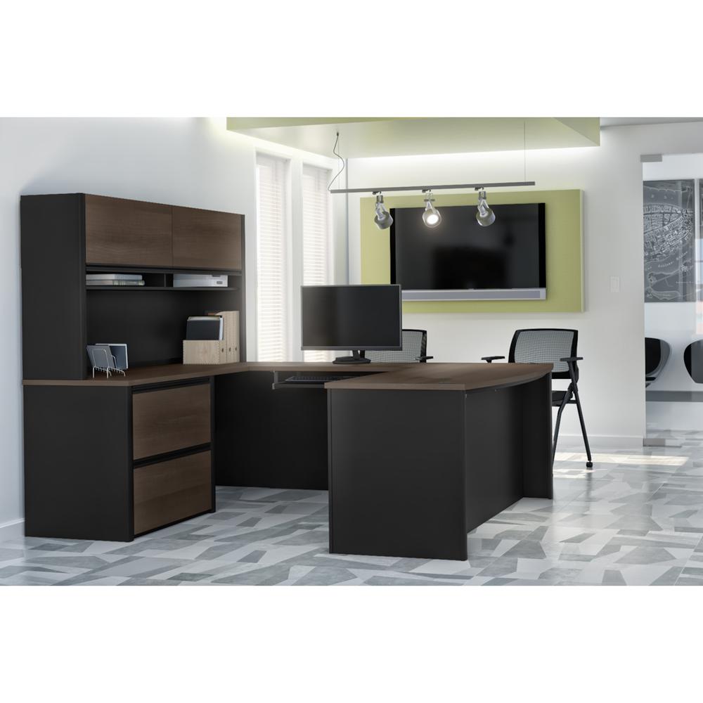 72W U-Shaped Executive Desk with Lateral File Cabinet and Hutch. Picture 3