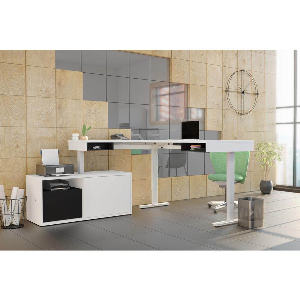 81W L-Shaped Standing Desk with Credenza. Picture 2