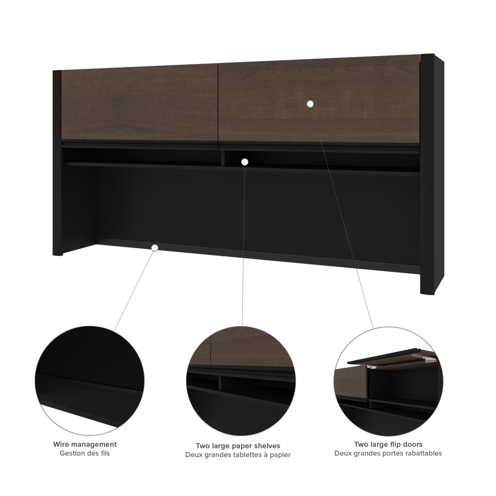 72W L-Shaped Standing Desk with Pedestal and Hutch. Picture 7