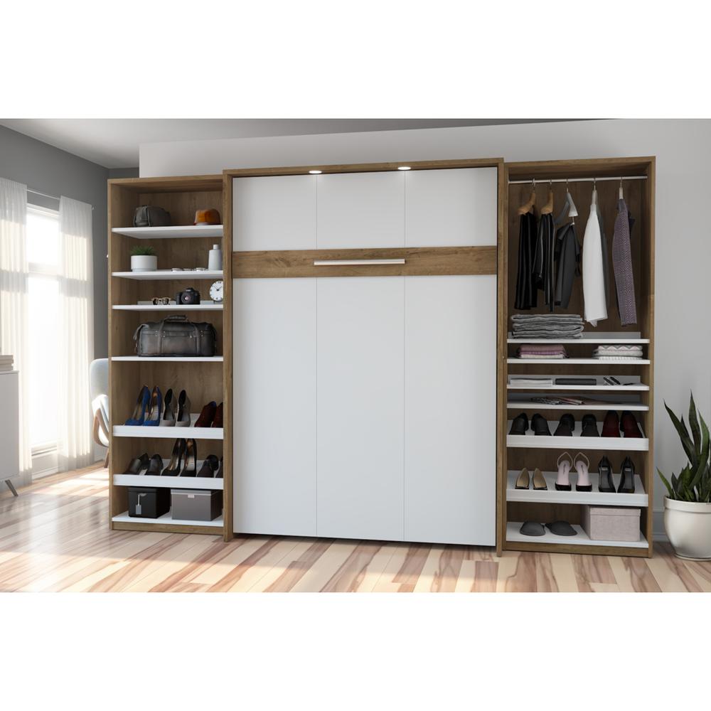 Full Murphy Bed with 2 Closet Organizers (119W) in rustic brown &amp; white. Picture 4